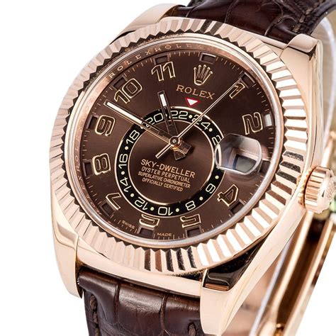 rolex sky dweller rose gold brown dial